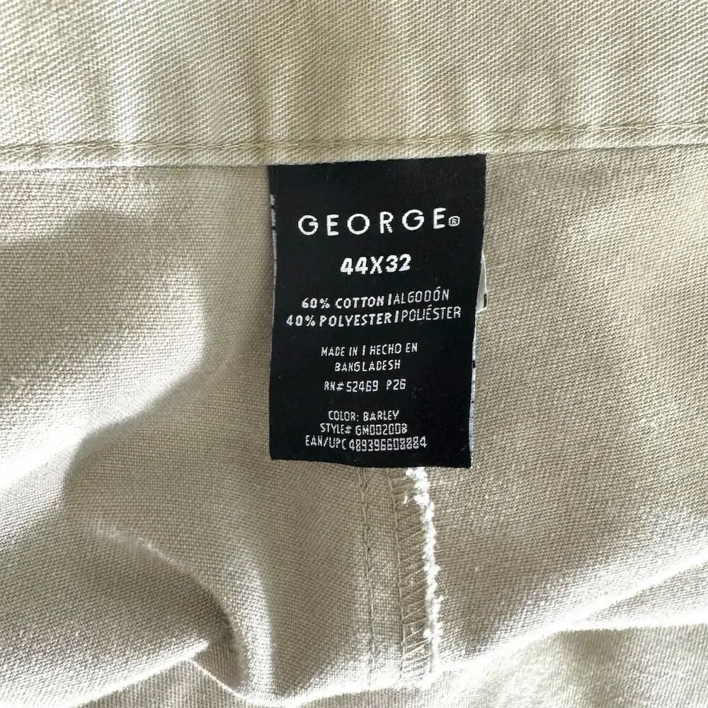 George Men's Relaxed‎ Fit Chino Pants Beige Cream Size 44 x 32 Casual